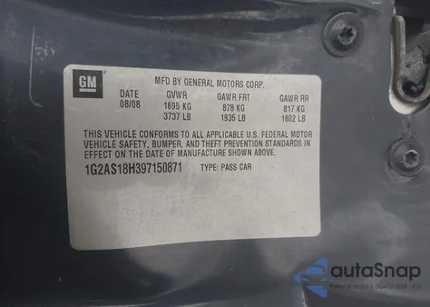 2009 Pontiac G5 z USA, uszkodzony, nr VIN 1G2AS18H397150871